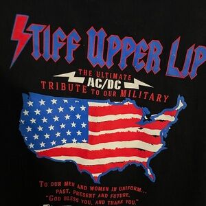 Stiff Upper Lip Black AC/DC Military Tribute Graphic Tank XL USA America NWOT